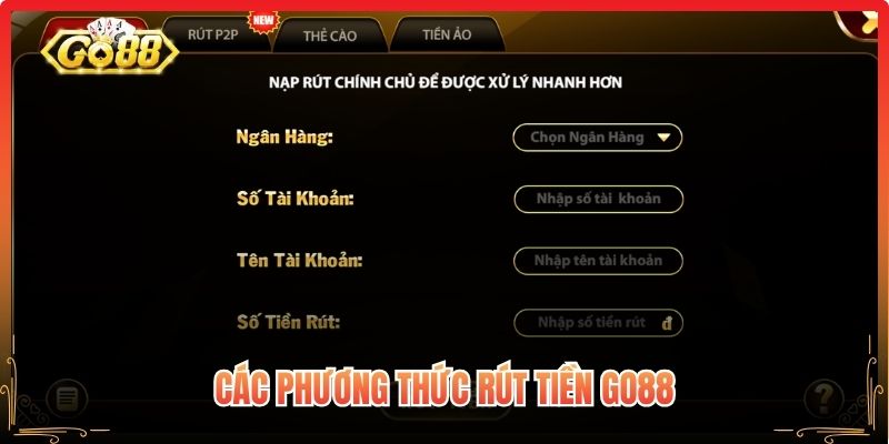 Các phương thức rút tiền Go88
